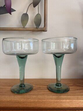 Vtg Pier I Imports Hand Blown Margarita Glasses